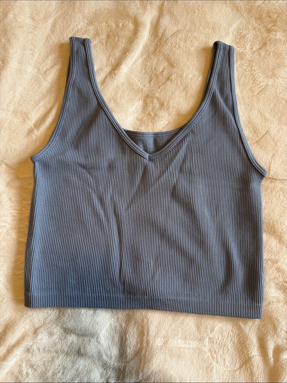 Aeropostale Ribbed V-Neck Tank Crop Top - Blue